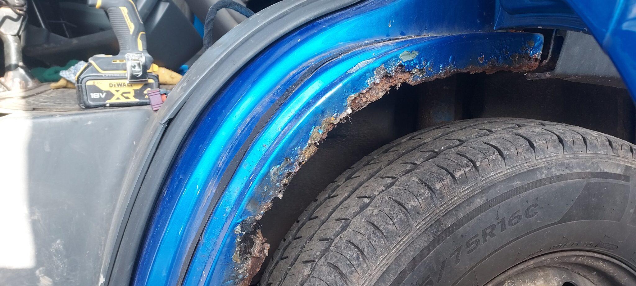 Peugeot Boxer horsebox corrosion damage close-up