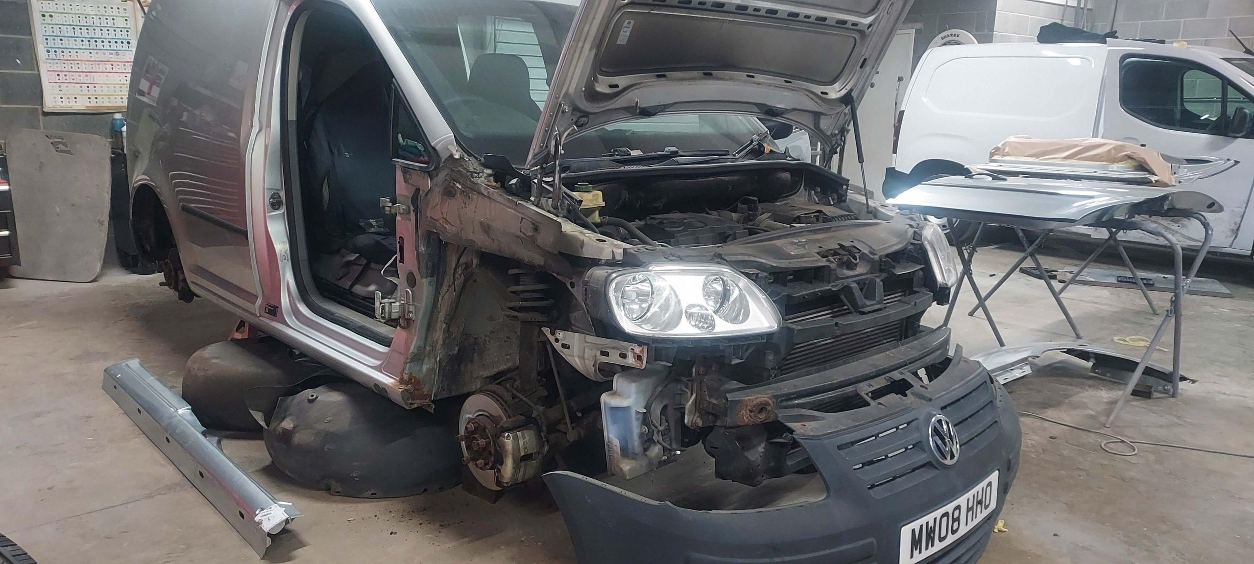 Vehicle being repaired